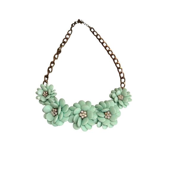 Mint floral bib statement necklace - Picture 1 of 3